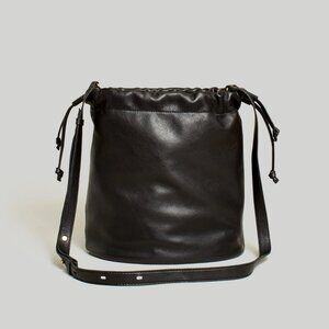 Madewell Black Leather Drawstring Crossbody Bag